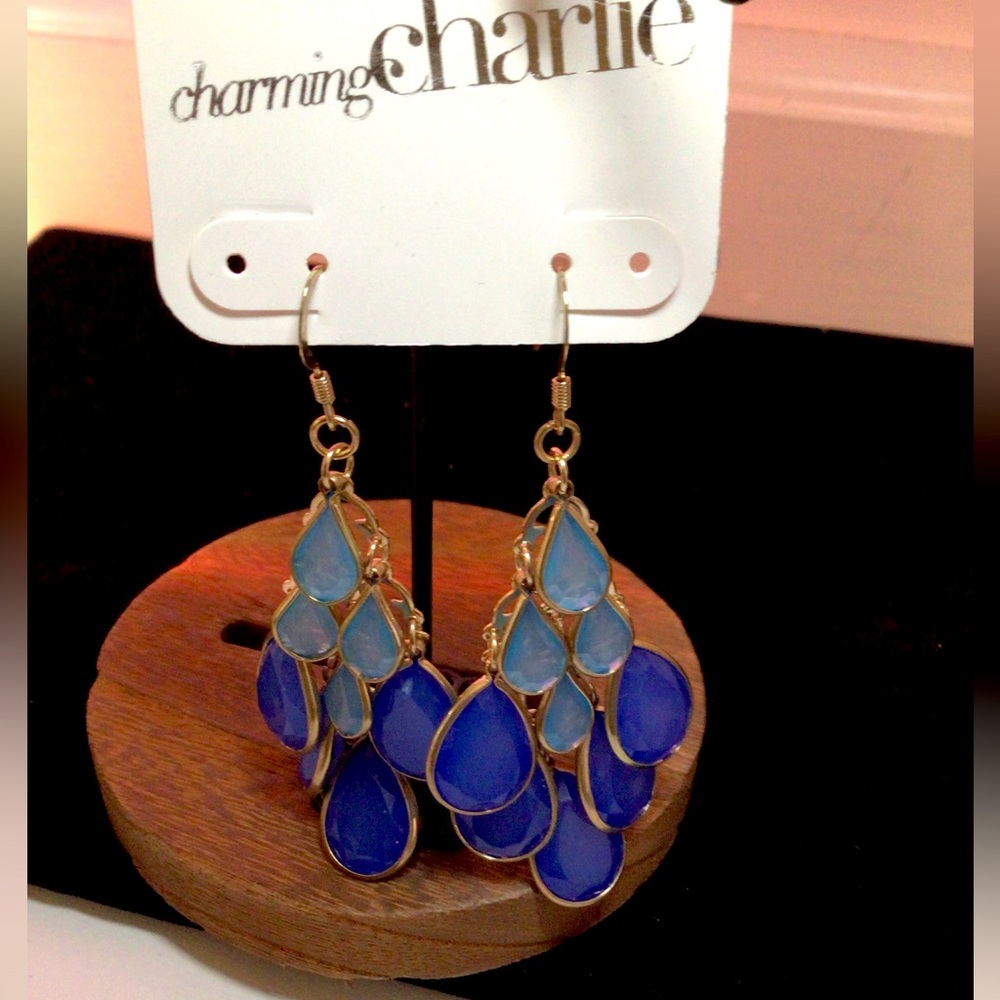 Charming Charlie Blue Ombré Chandelier Earrings